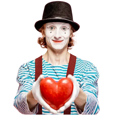 Clown holding a heart